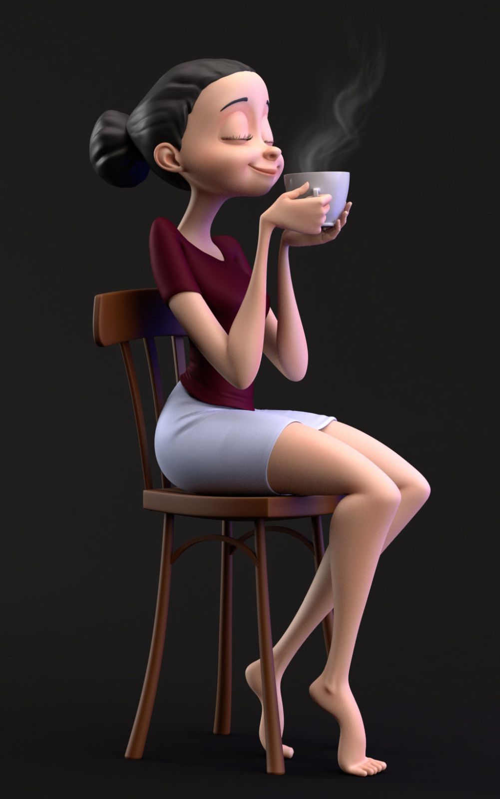 3d model girl with coffee by ayanb