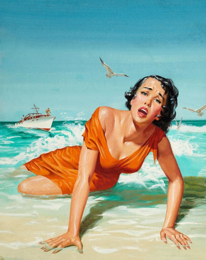 beach lady oil painting