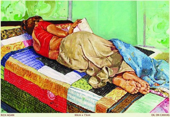oil on canvas woman sleeping