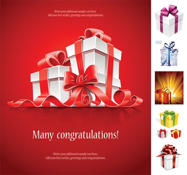 Beautiful gift box vector material Object Christmas