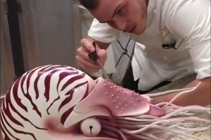 giant chocolate sea creature sculpture by amaury guichon