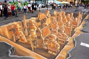 making of 3d street art - terracotta lego army - speed video