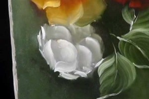painting beautiful roses and leafs - oil on canvas
