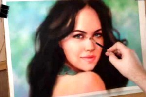 speed painting portrait in the mixed technique by artist megan fox