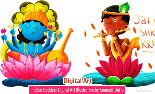 15 Beautiful Digital Art works and illustrations of Indian Goddess by Sumouli Dutta