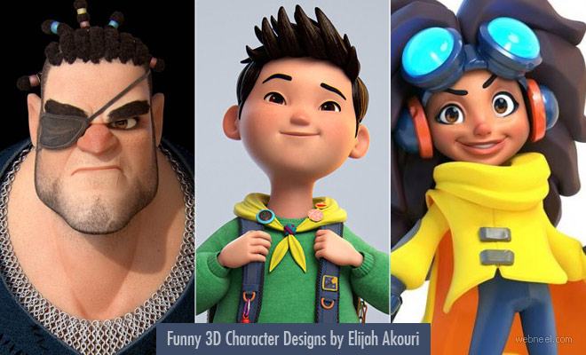 Funny 3D Character Designs and 3D Models by Elijah Akouri