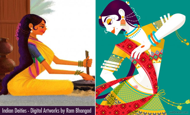 Indian Deities as Digital Illustration and Art works by Ram Bhangad