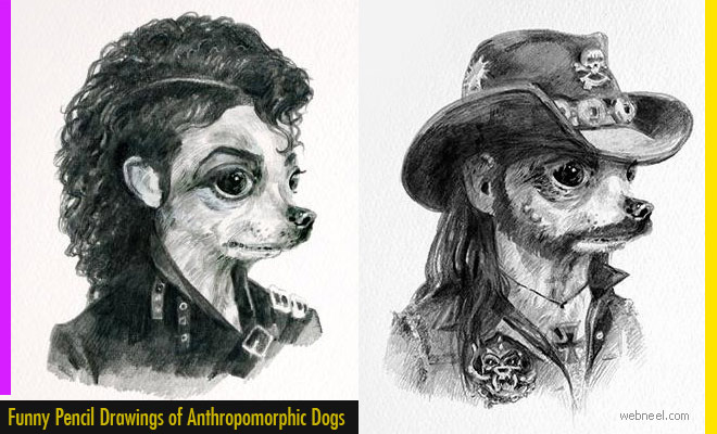 15 Funny Pencil Drawings of Anthropomorphic Dogs by Michael Gillete