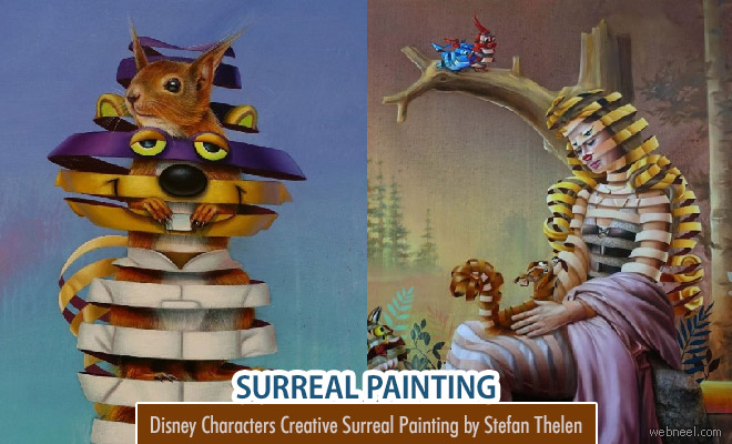 Stripped Disney Characters Creative Surreal Painting ideas by Stefan Thelen