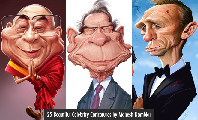 25 Beautiful Celebrity Caricature Drawings by kerala artist Mahesh Nambiar11