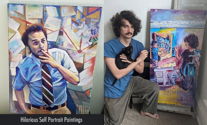 15 Funny Self Portrait Paintings by Seamus Wray artist has gone viral 1