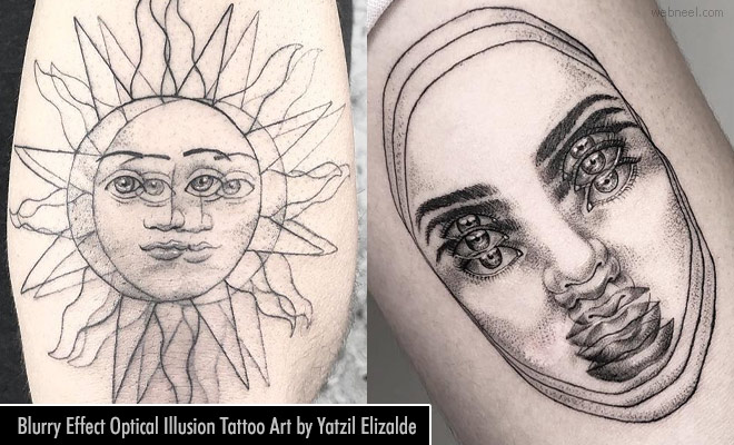 Trippy optical illusion Tattoos by Mexican artist Yatzil Elizalde