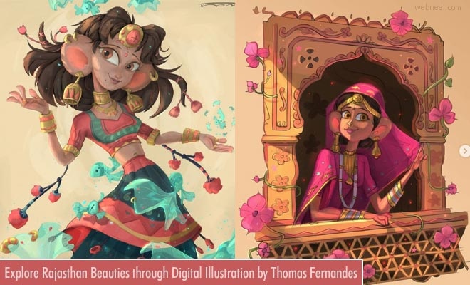 Explore Rajasthan beauties through digital illustration by Thomas Fernandes