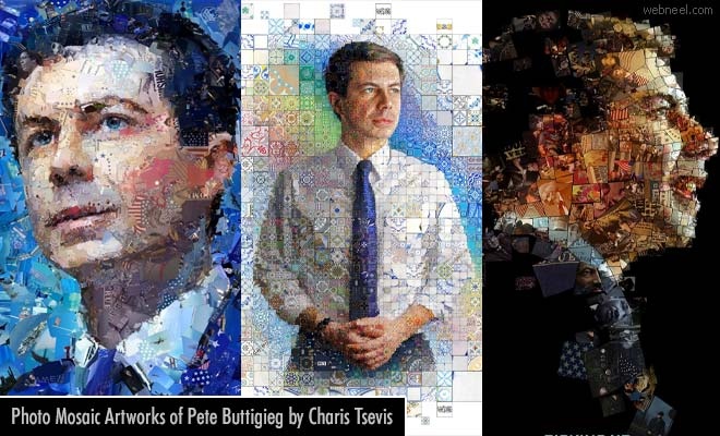 15 Photo Mosaic manipulations of Pete Buttigieg by Charis Tsevis