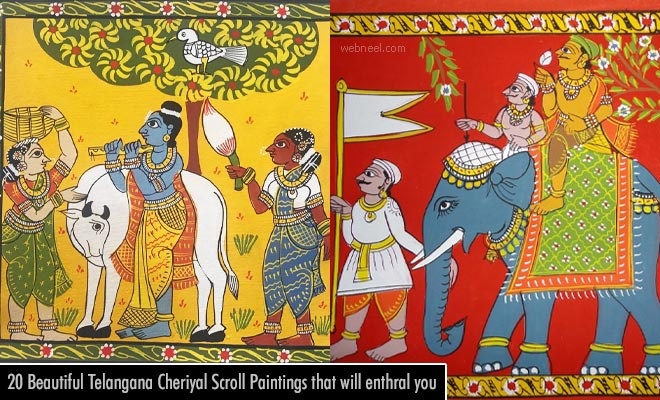 20 Beautiful Telangana Cheriyal Scroll Paintings that will enthrall you - Indian Art