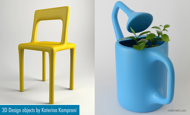 3D Model Designs of Quirky Household Objects by Katerina Kamprani