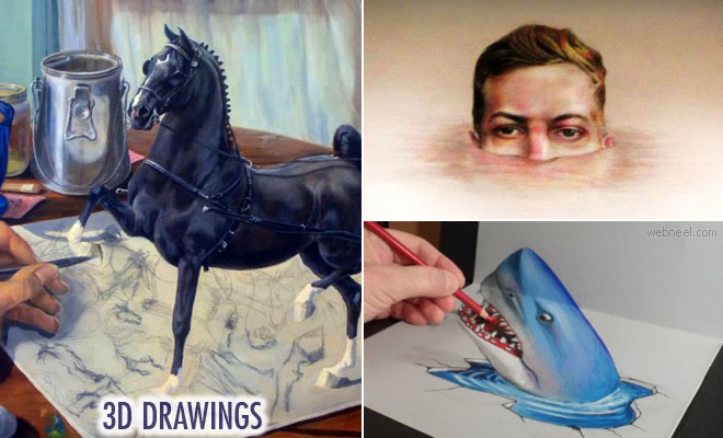 30 Realistic 3D Drawings - Easy 3D Pencil drawings for your inspiration