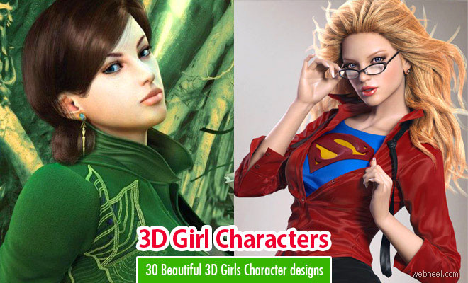 30 Beautiful 3D Girls Character designs and Models