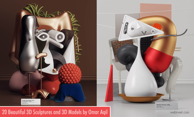 20 Old Picasso Paintings recreated to Modern 3D Sculptures and 3D Paintings by Omar Aqil