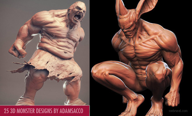 25 Beautiful 3D Monsters and 3D Character Designs by Adam Sacco