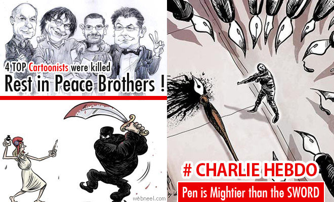 Cartoonists pay Tribute to Charlie Hebdo attack victims - 25 Cartoons