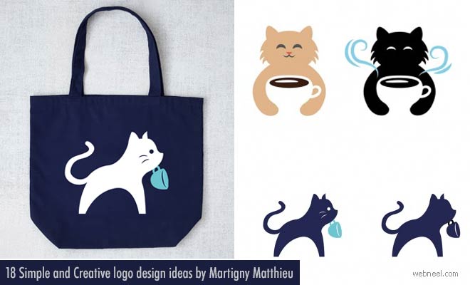 Creative Logo design ideas with Cat and Coffee by HongKong Designer Fiona Yiu