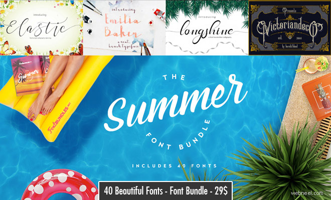 Summer Font Bundle - 40 Beautiful Fonts Bundle for you