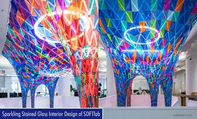 Sparkling stained glass interior design of SOFTlab for Behance