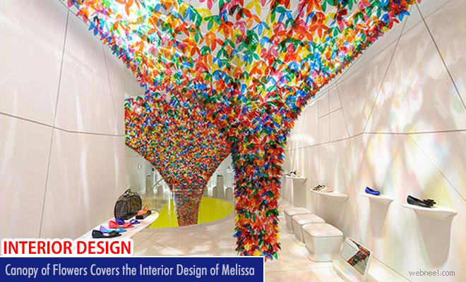 Canopy of flowers covers the interior design of Melissa created by Softlab