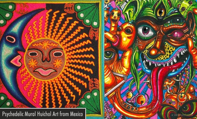 Psychedelic and Stunning Massive Mural Huichol Art from Mexico1