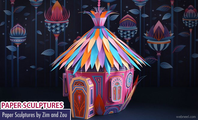 Amazing Paper Sculptures by Zim and Zou for Hermes store Dubai