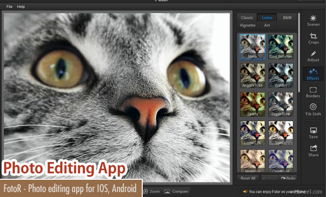 FotoR - A free photo editing, sharing app for IOS and Android Phones