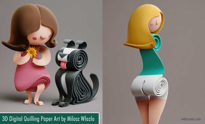 Stunning 3D Digital Quilling Paper Art by Milosz Wlazlo