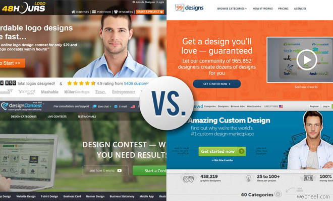 Top Logo Design Contest Website Review -48hourslogo vs 99designs vs designcontests vs designcrowd