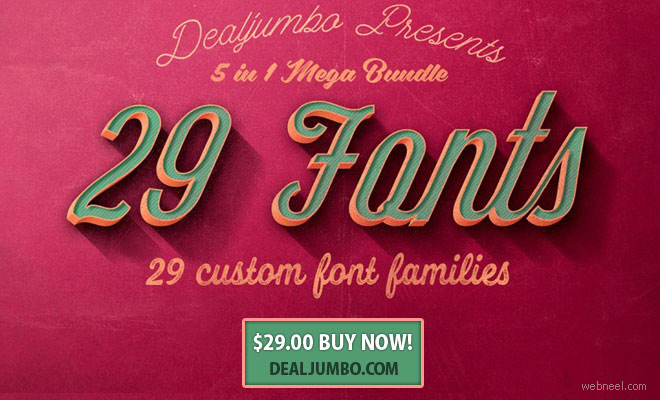 Mega Bundle of 29 Custom Fonts - Best items from 5 design shops