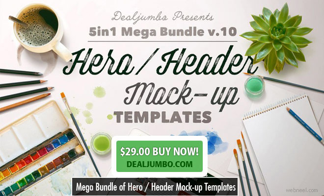 5in1 Mega Bundle of Hero / Header Mock-up Templates
