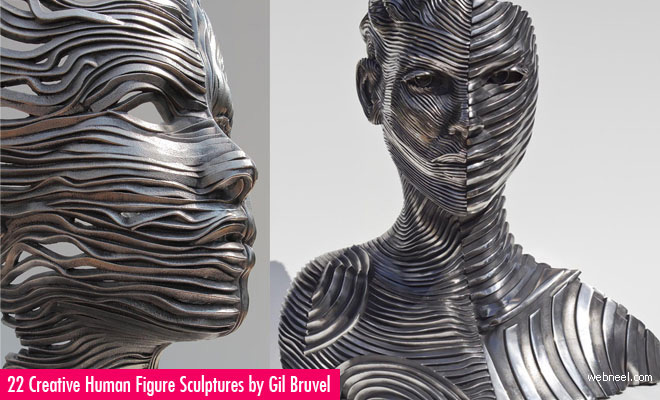 22 Creative Human Figure Metal Sculptures Composed of Unraveling Steel Ribbons by Gil Bruvel