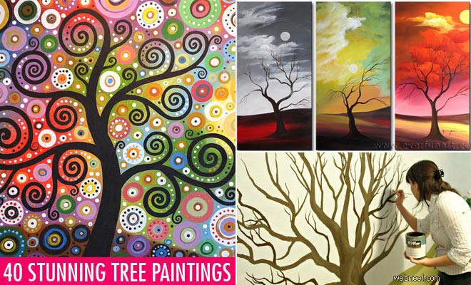 35 Stunning and Beautiful Tree Paintings for your inspiration