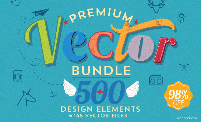 500+ Vector Design elements - Premium Vector Bundle from Mightydeals