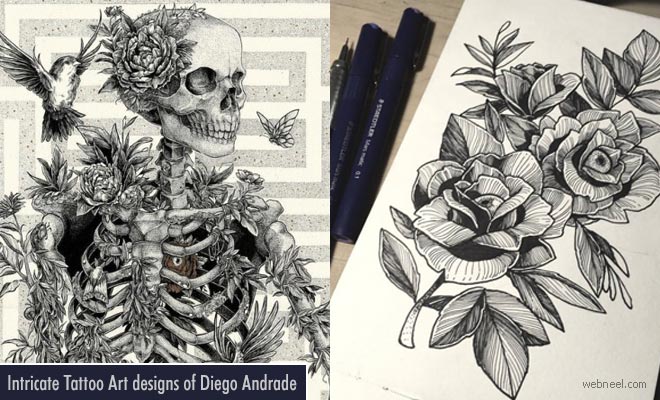 Intricate tattoo art designs of German illustrator Diego Andrade1