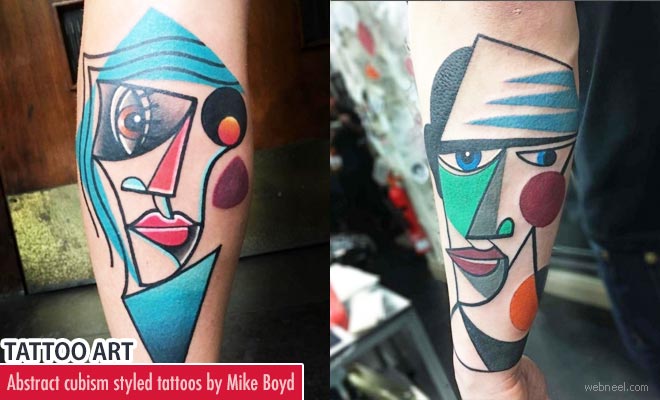 Mike Boyd abstract cubism styled Tattoos bring life to Picasso Art