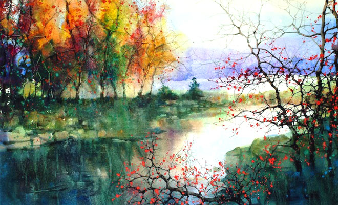 15 Beautiful Watercolor Landscape Paintings by ZL Feng