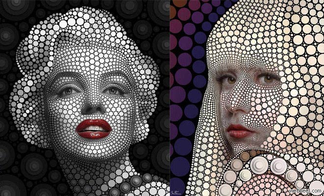 20 Celebrity Portraits Created by Circles - Digital Circlism by Ben Heine