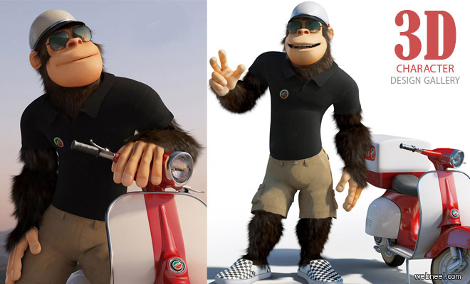 Monkey The Pizza Boy - Best 3D Animation and Character Design Collections