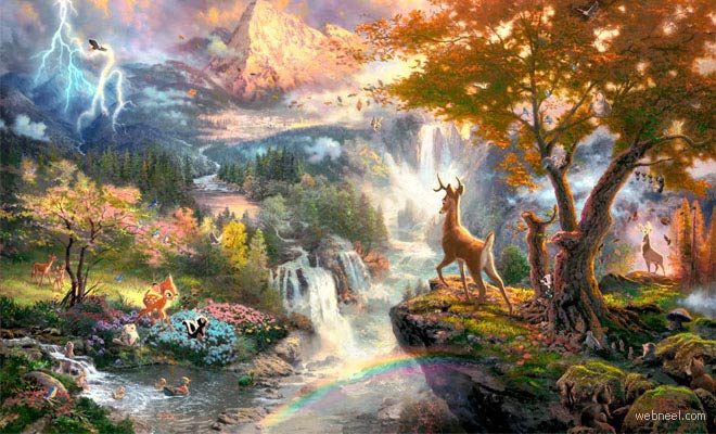 15 Mind Blowing Disney Paintings by Thomas Kinkade - The Painter of Light