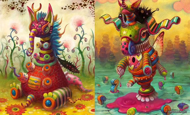 20 Mind Blowing Paintings by Yoko D Holbachie - Colorful, Charming and Disturbing Beasts