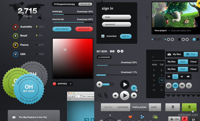 Futurico Pro User Interface elements PSD pack (200) - Free Download now