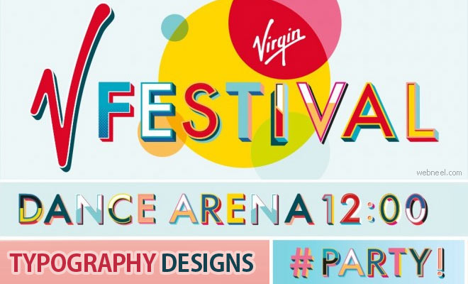 Beautiful Typography Designs for V Festival created by Paula Benson and Paul West at Form