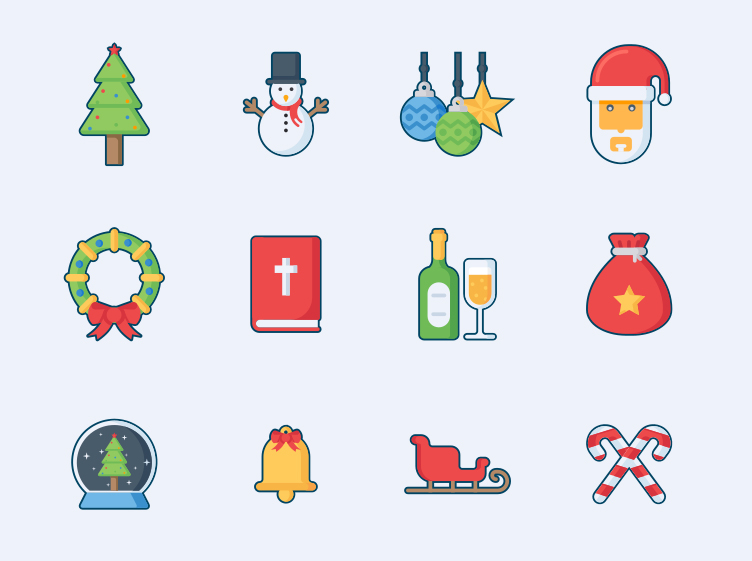 5 christmas icon design set
