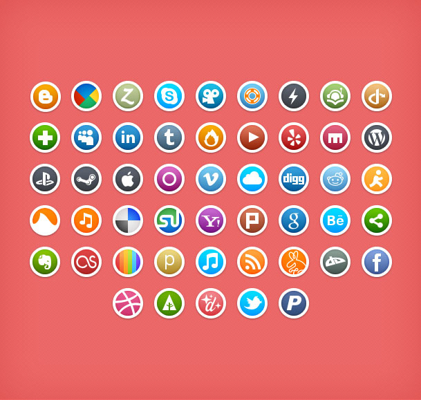 50 Circle Social Media Icons